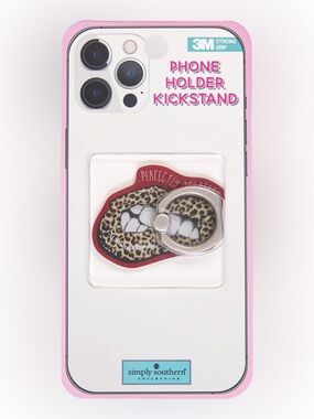 Simply Southern Leopard Lip Phone Holder Kickstand with Red Trim
